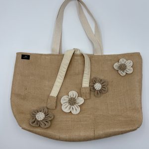 BOLSO RAFIA COLOR NATURAL CON FLORES