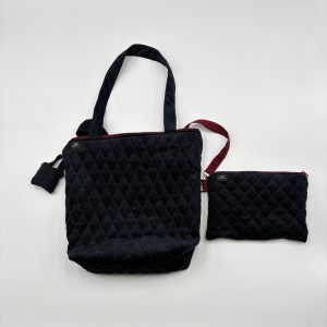 BOLSO DE PANA AZUL MARINO GUATEADO EN BURDEOS